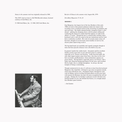 Gap Mangione - Diana In The Autumn Wind (LP) (LP Excl) - SoundGround музикален магазин
