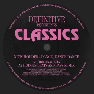 Nick Holder - Dance, Dance, Dance (Orig,Hodges,Trackheadz Rmxs) (12" Vinyl) - SoundGround музикален магазин
