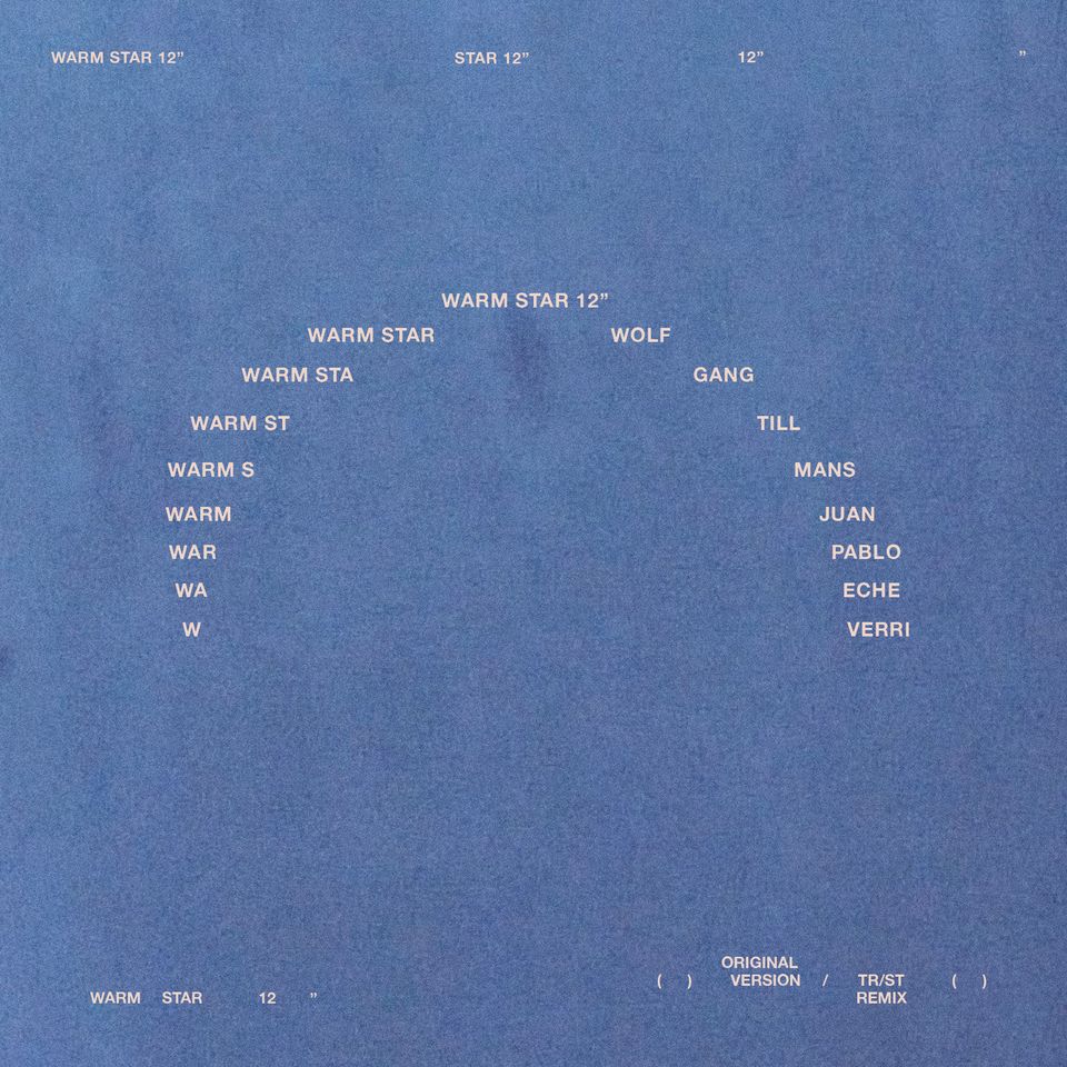 Wolfgang Tillmans & Juan Pablo Echeverri - Warm Star 12" (incl remixes by TR/ST)